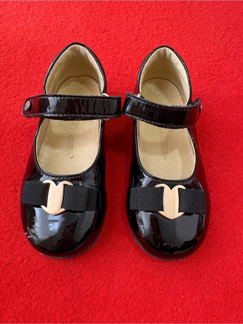 Naturino Black Patent Mary Jane Shoes with Gold Accent